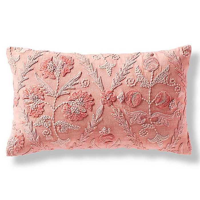 Nora Floral Lumbar Decorative Pillow Cover in Petal