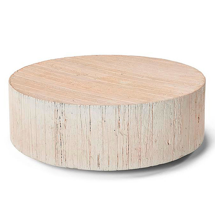 Copy of Barrel Wood Coffee Table in Roman Stone