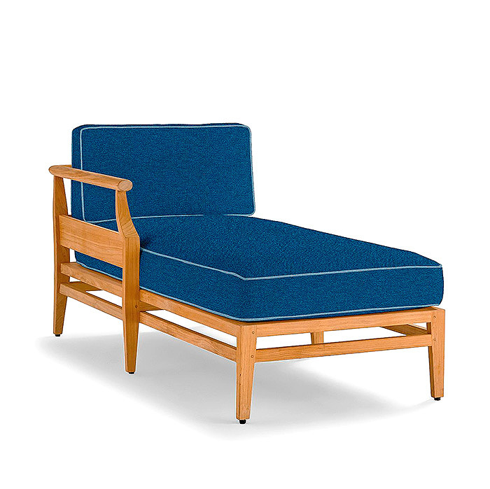 Copy of Tambora Left-facing Chaise with Cushions in Rumor Midnight with Sailcloth Indigo Piping