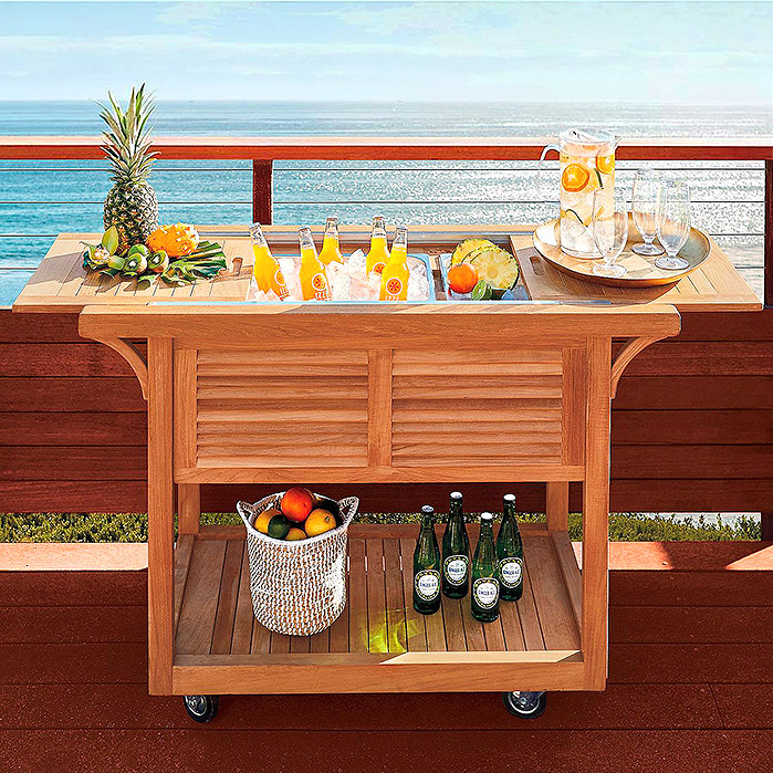 Copy of Teak Bar Cart with Beverage Tub