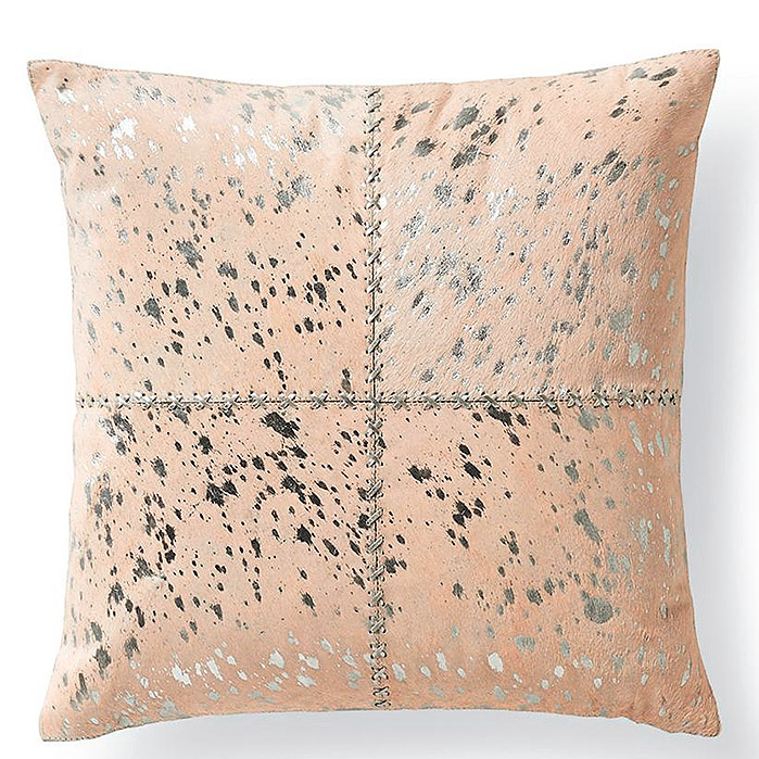 Copy of Silver Metallic Stitched Hide Decorative Pillow 