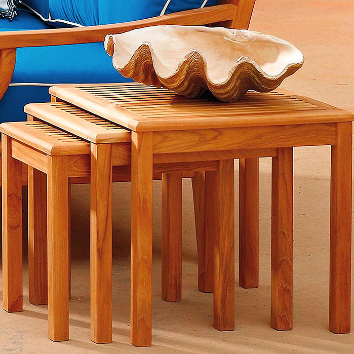 Copy of Teak Nesting Tables, Set of Three in Natural Finish