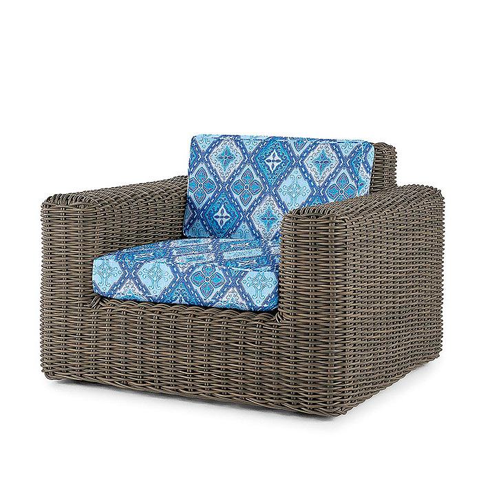 Vista Lounge Chair with Cushions in Savona Tile Cobalt