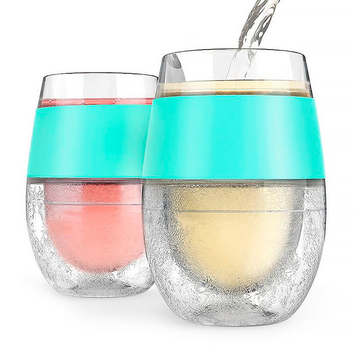 FREEZE Cooling Wine Glasses, Set of Two in Mint