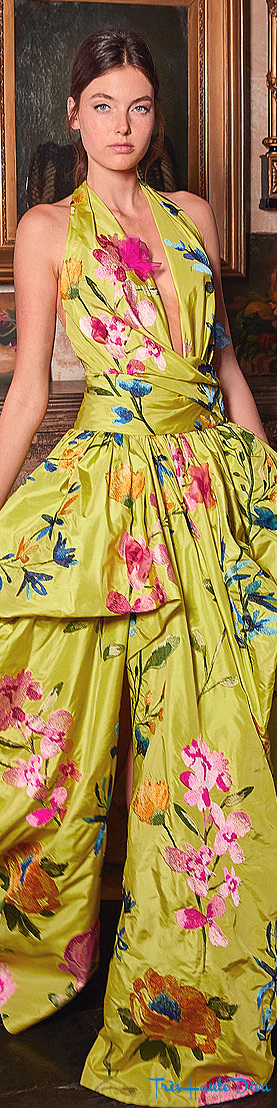 Floral-Marchesa Resort 2020 Yellow Embroidered Taffetta Halterneck Gown