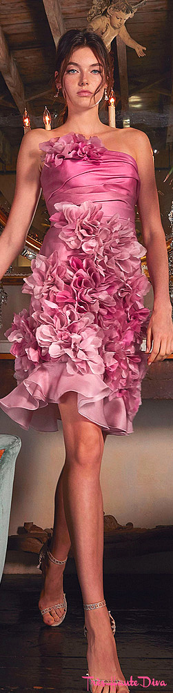 Marchesa Resort Pink Strapless Silk-Organza Mini Dress
