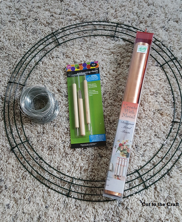 I know that there's wire pictured here, but I really only used that to make a loop so that hanging the wreath was a little easier.