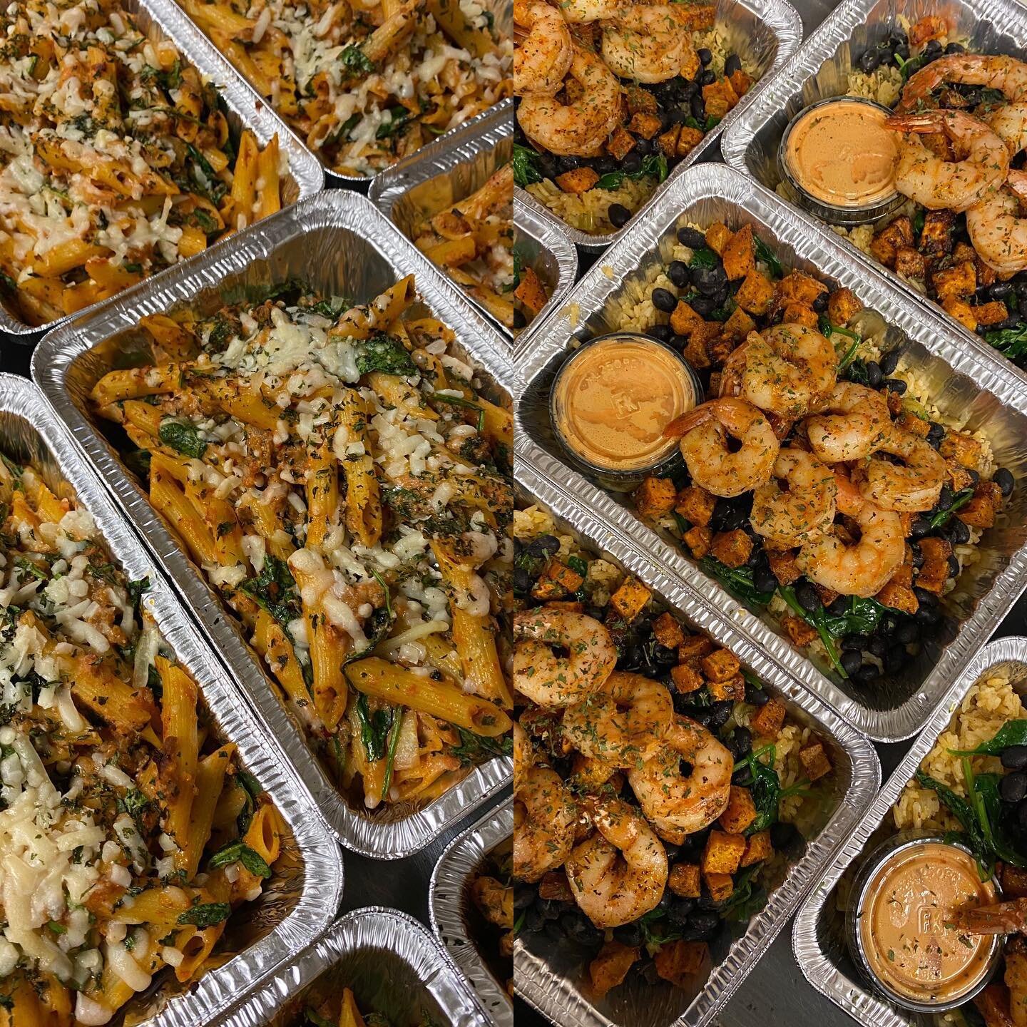 Just hit the cooler...Sausage Baked Ziti and a Mexicali Shrimp Bowl with Black Beans, Butternut Squash, and Rice #getinmybelly #fojaneatery #wecookitup