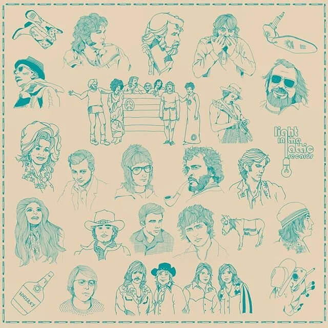 Receiving so many awesome photos of people creatively using their #countryfunk bandanas as masks in these crazy times. Thanks for sharing! Just found the OG design of all the portraits. @lightintheatticrecords 👢🚬👡🍺