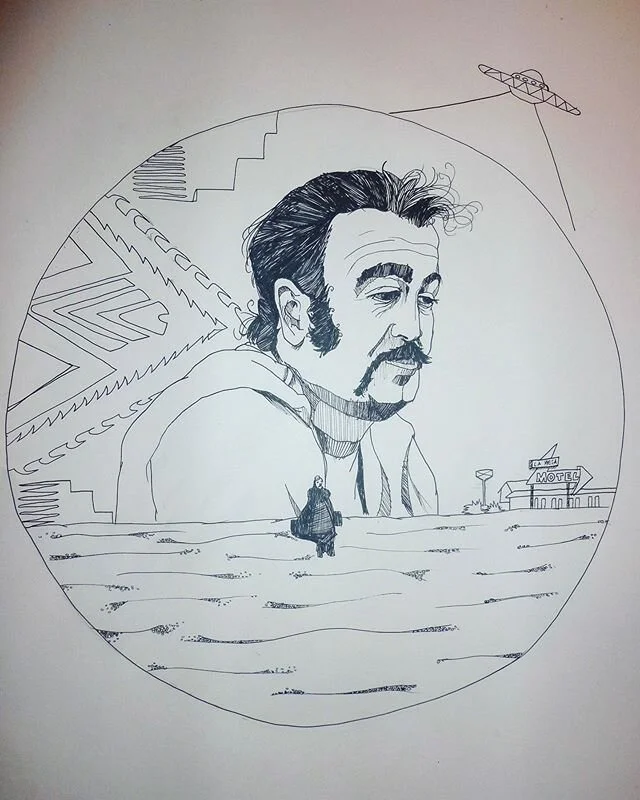 Sometimes the &ldquo;process&rdquo; shot is more fun. I remember drawing this late into the night, in the dark, in that Williamsburg Bklyn apartment, 2011 #jimsullivan @lightintheatticrecords ❤️👽
