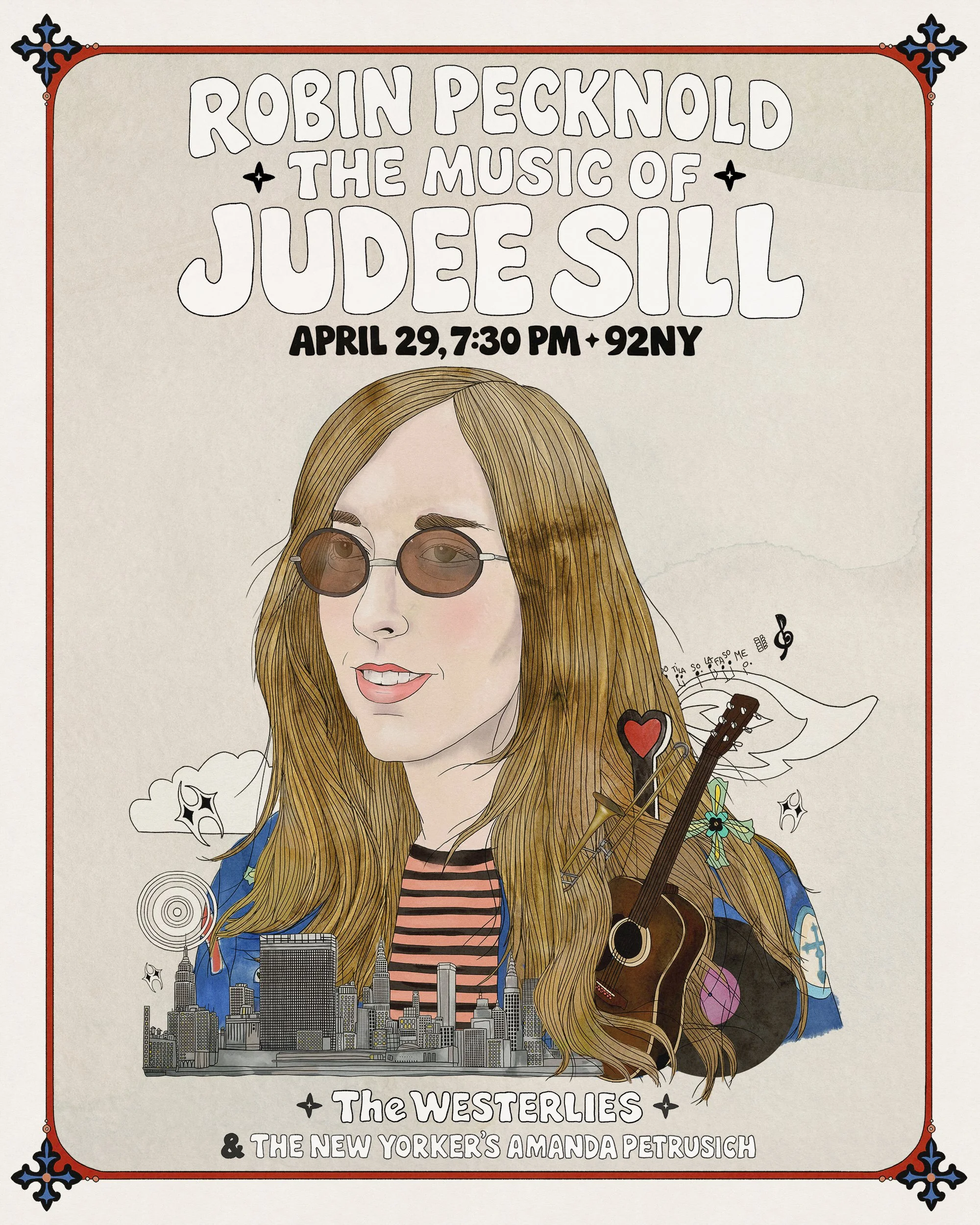 Poster for Robin Pecknold of Fleet Foxes Judee Sill Concert at 92Y