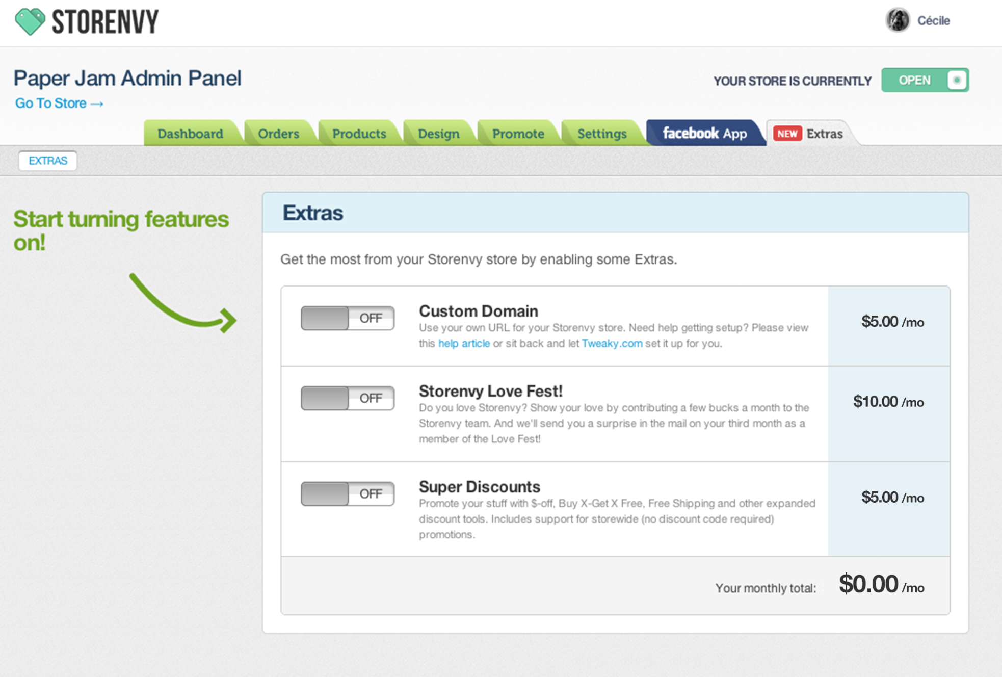 The old Sellers dashboard