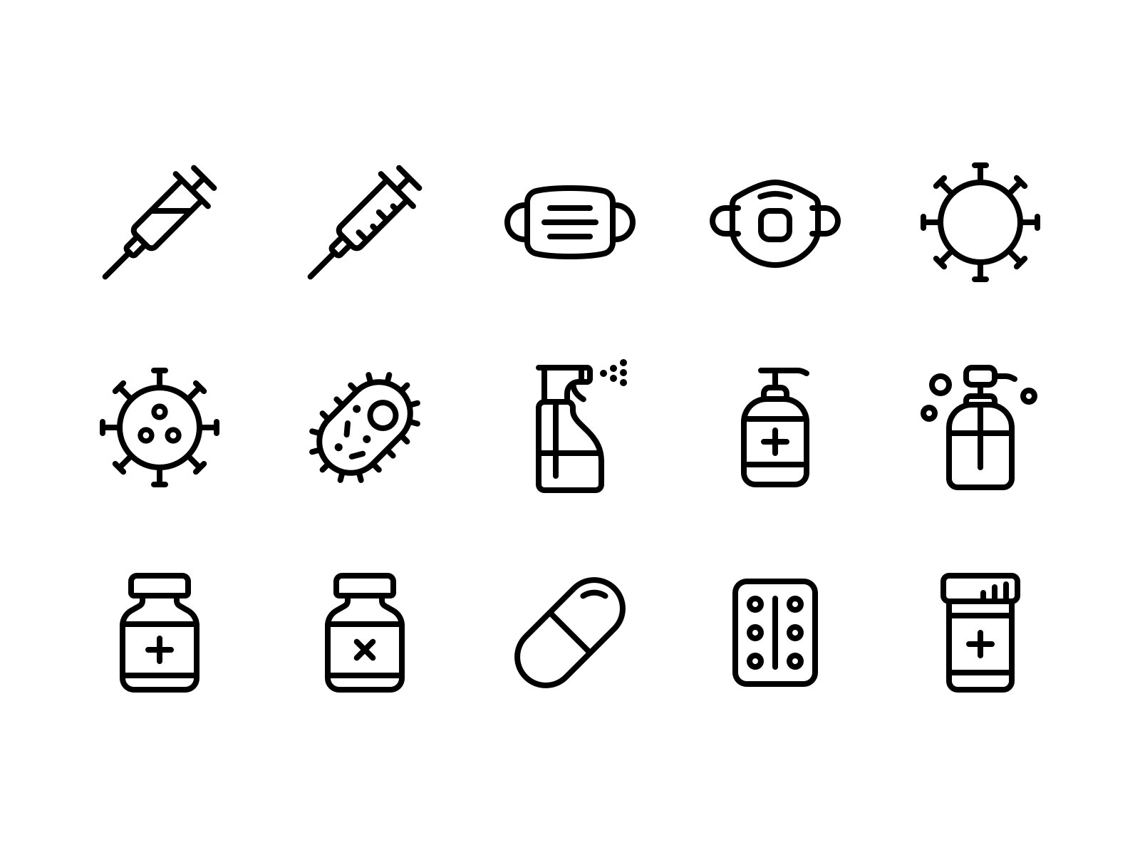 Pandemic icon set (outlined)