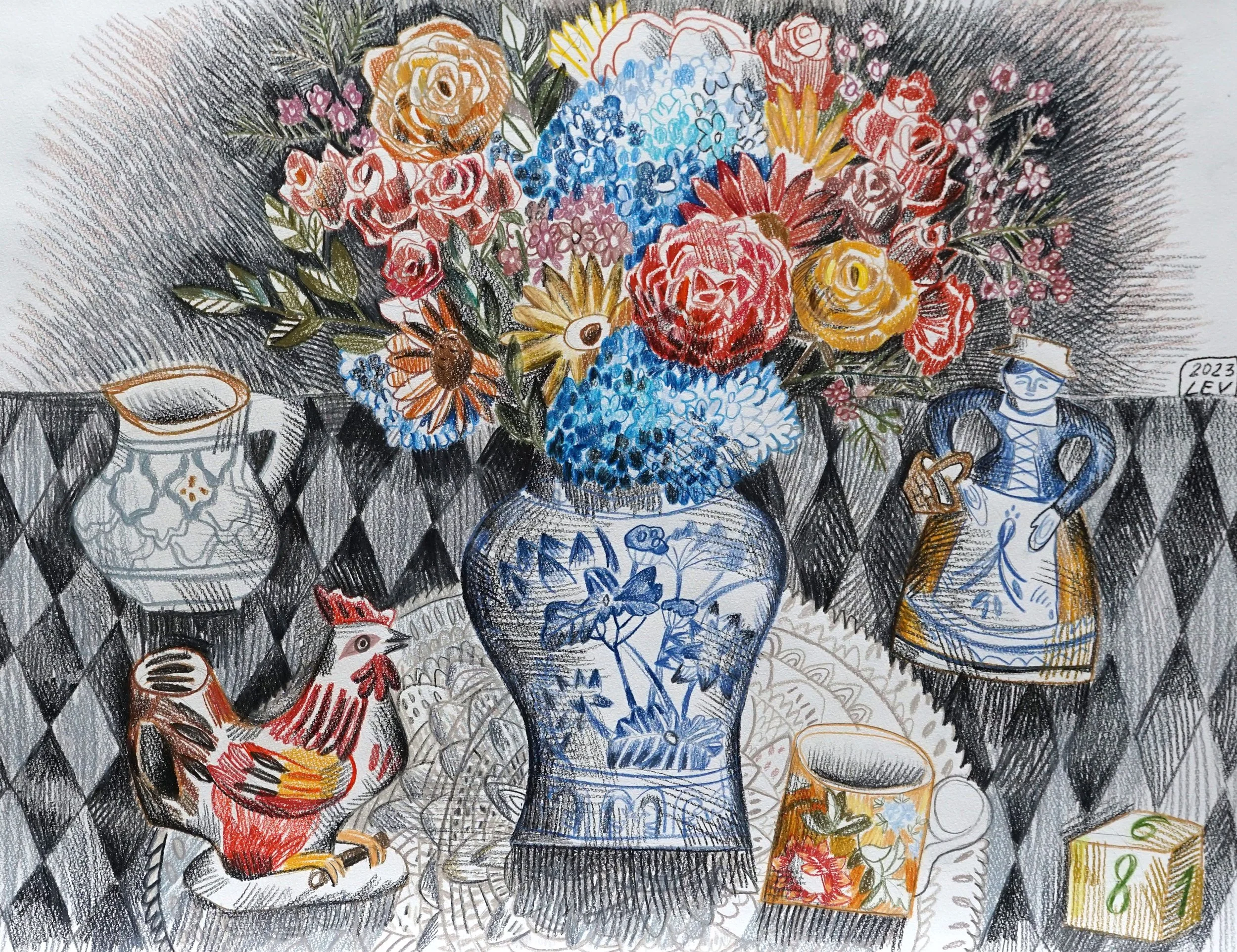 "Hydrangeas and roses",