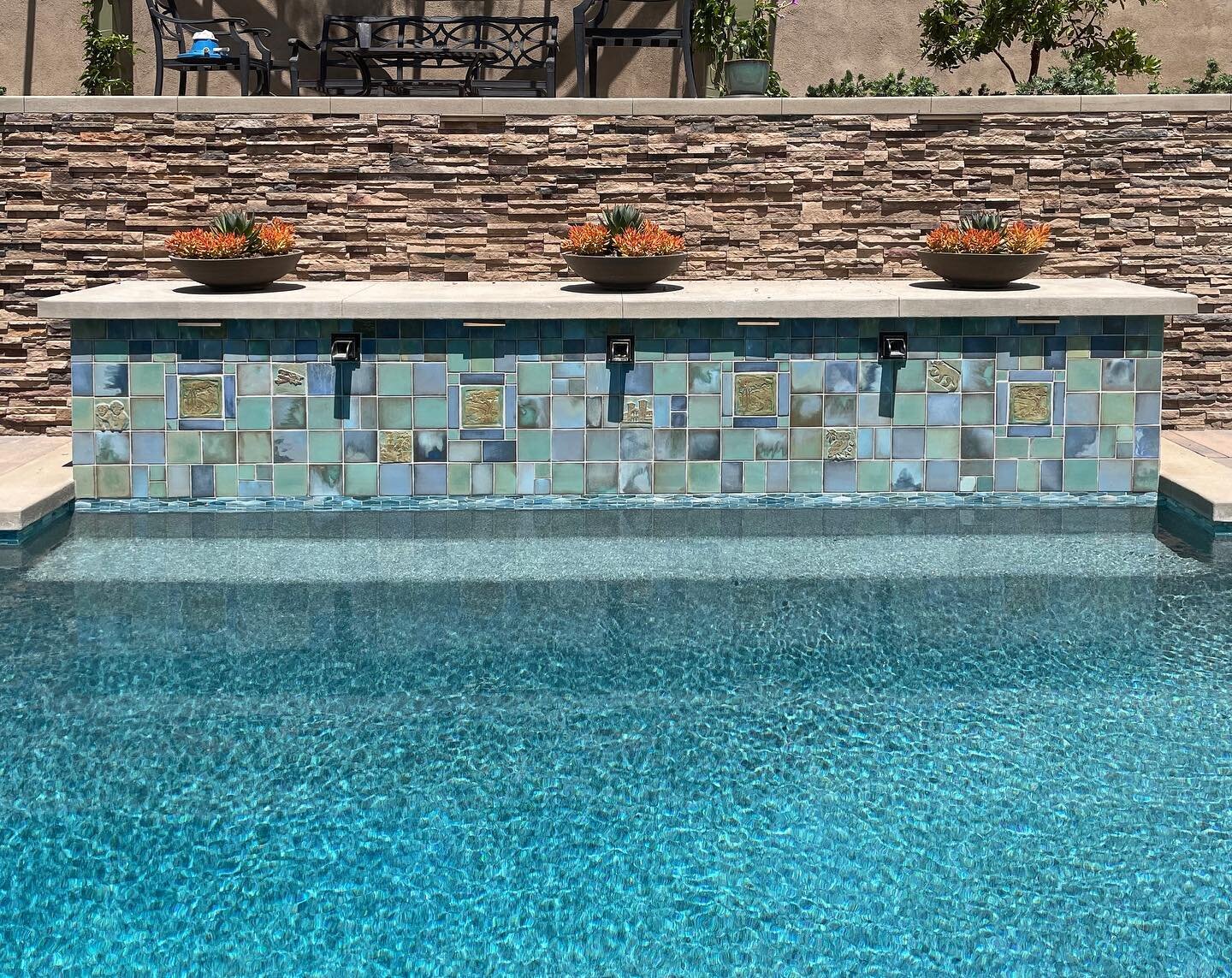 Summer is in full swing and we&rsquo;re having pool envy!
.
.
 #pooltile #gardentiles #landscapingdesign #pooldesign #waterfeatures #gardendesign #poolstyle #craftsmantile