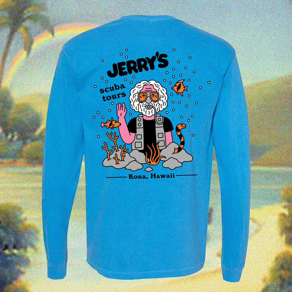 JERRY\'s Scuba Tours T-shirt (Blue) — GABRIEL ALCALA | T-Shirts