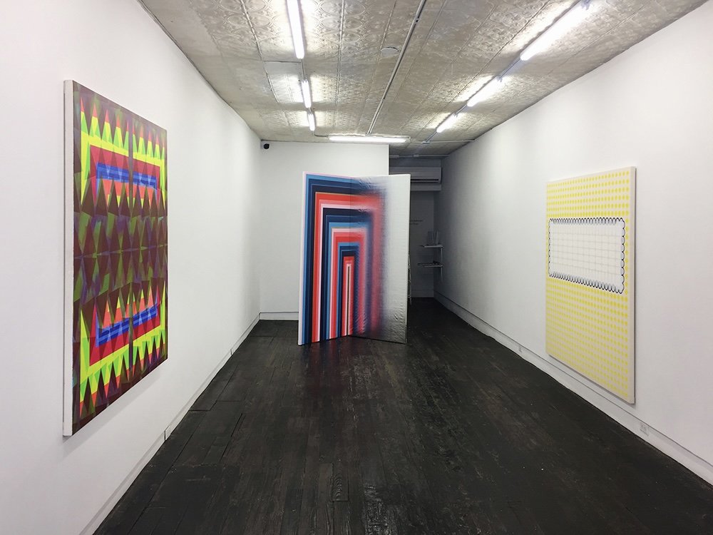  Vagary Of Abstraction: Rachel Beach, Lisa Beck, Nate Ethier, and Dan Walsh, LMAKgallery, New York, NY, June 2017        Left to Right: Nate Ethier, Lisa Beck, Dan Walsh 