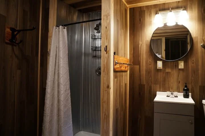 bathroom area of silo cabin
