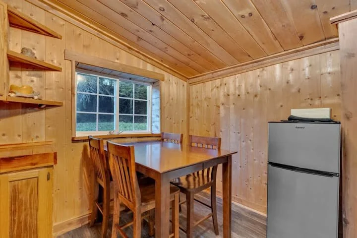 Dining area at The 1920's Ranch Cabin by Southeast Pack Trips