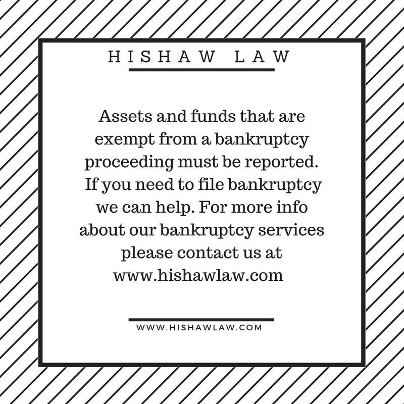 All reported assets are taken into account when you file Chapter 7 bankruptcy. 

If you need to file bankruptcy give us a call at 1.307.228.0407 if you live in Wyoming or 1.704.218.9883 if you live in the Charlotte, NC area.  You can also email us at