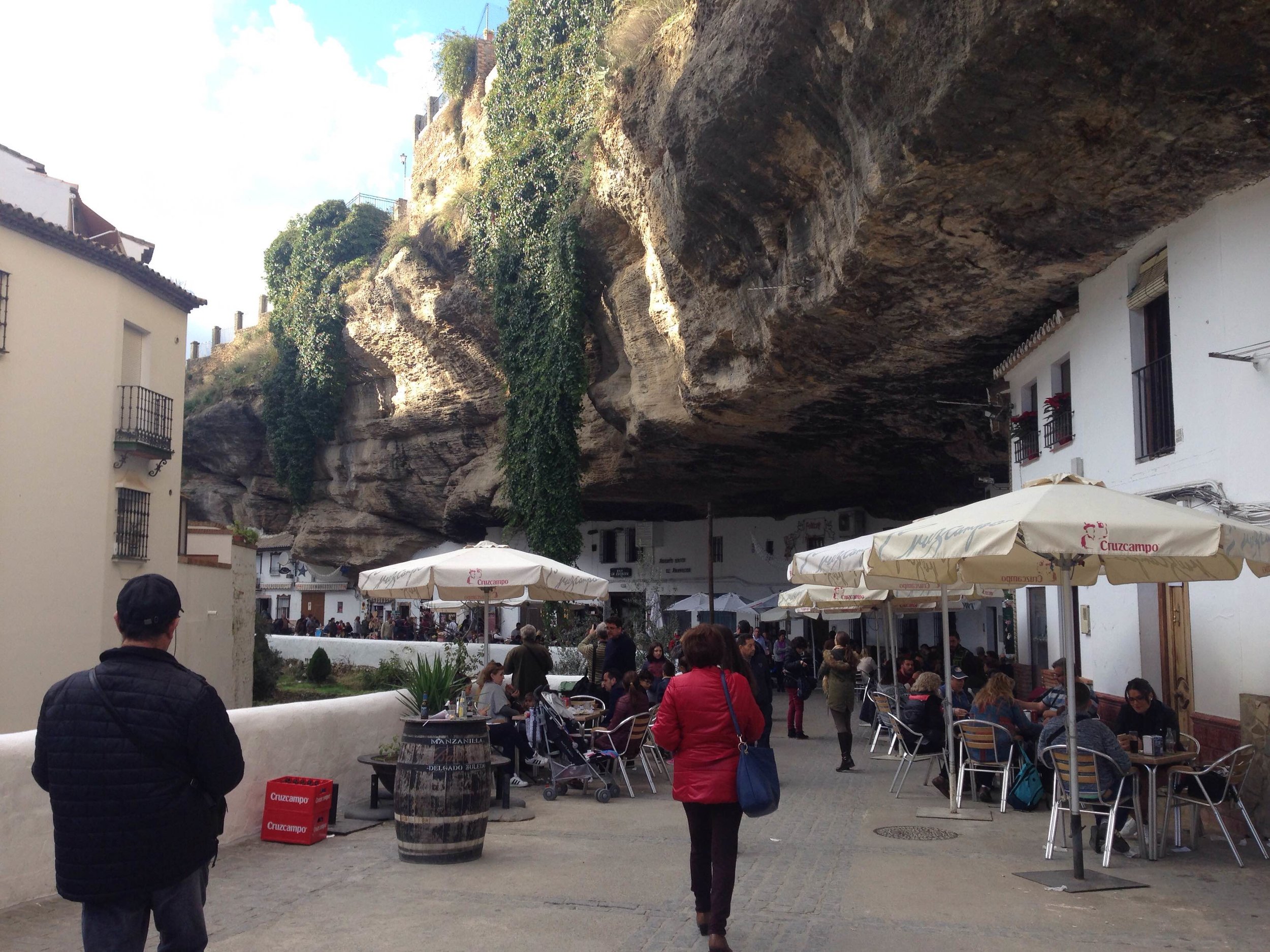 Setenil has two sides, sol y sombra. This is the Sol side because it gets more light during the day.