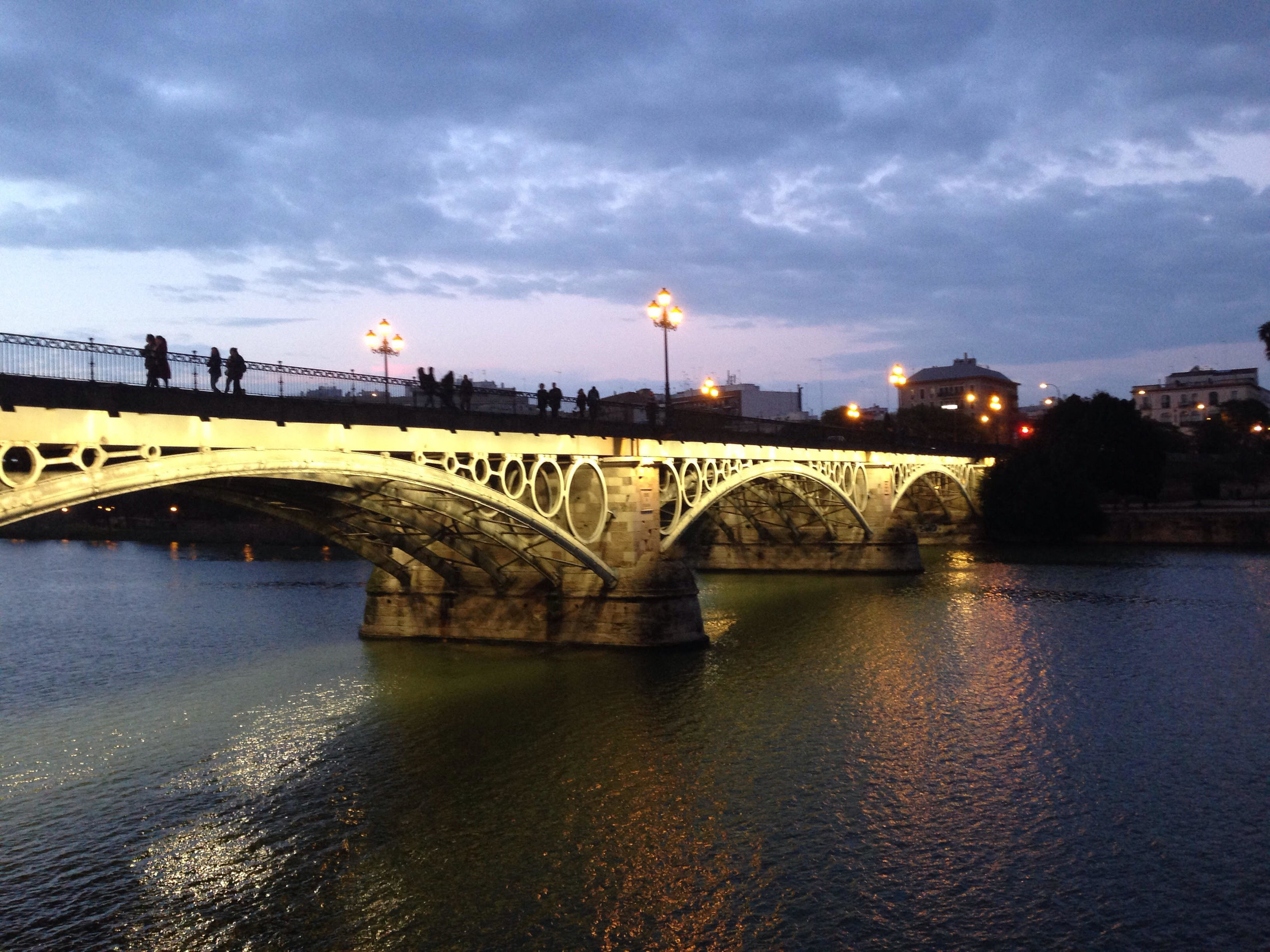 The Triana Bridge at dusk.