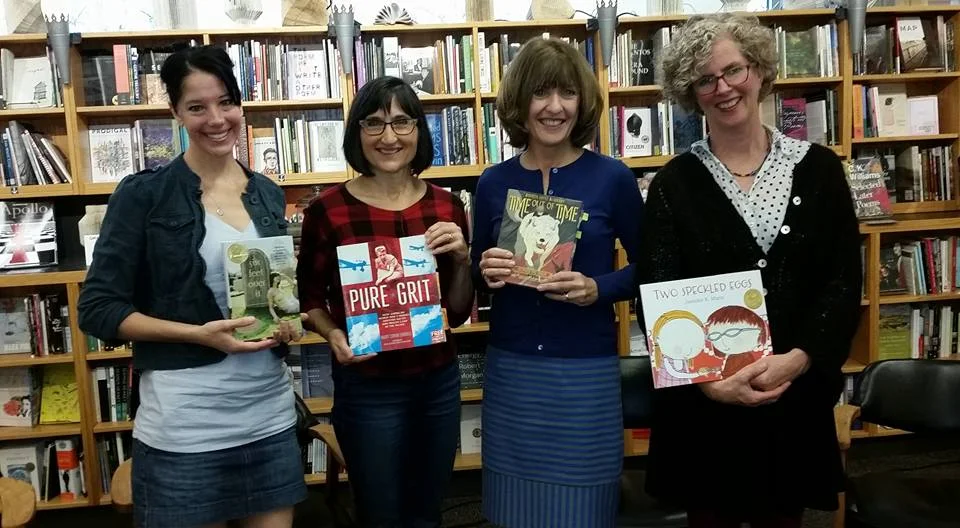 With Washington State Book Award Finalists Mary Cronk Farrel, Maureen McQuerry and Winner, Jennifer K. Mann at University Books, Seattle. 