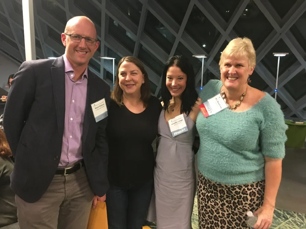 Some of my writing partners! Mark Hotzen, Amanda Hosch, Me, M.J. Beaufrand 