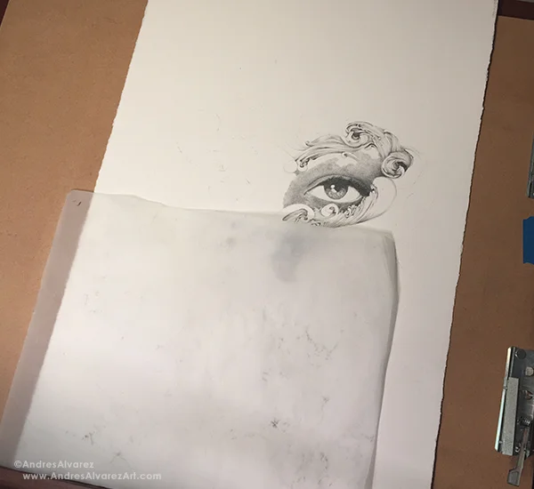 And now to make nothing look like something. This is a 15x23 sheet of Arches 300lb hot pressed watercolor paper. What that all translates to is a smooth surface that is suitable for pencil renderings and at the same time sturdy enough to handle a good a mount of wet media without falling apart or buckling.