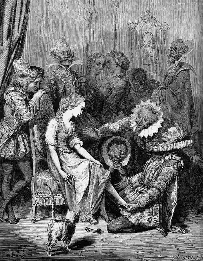(19th century engraving of Gustave Doré's Cendrillon )