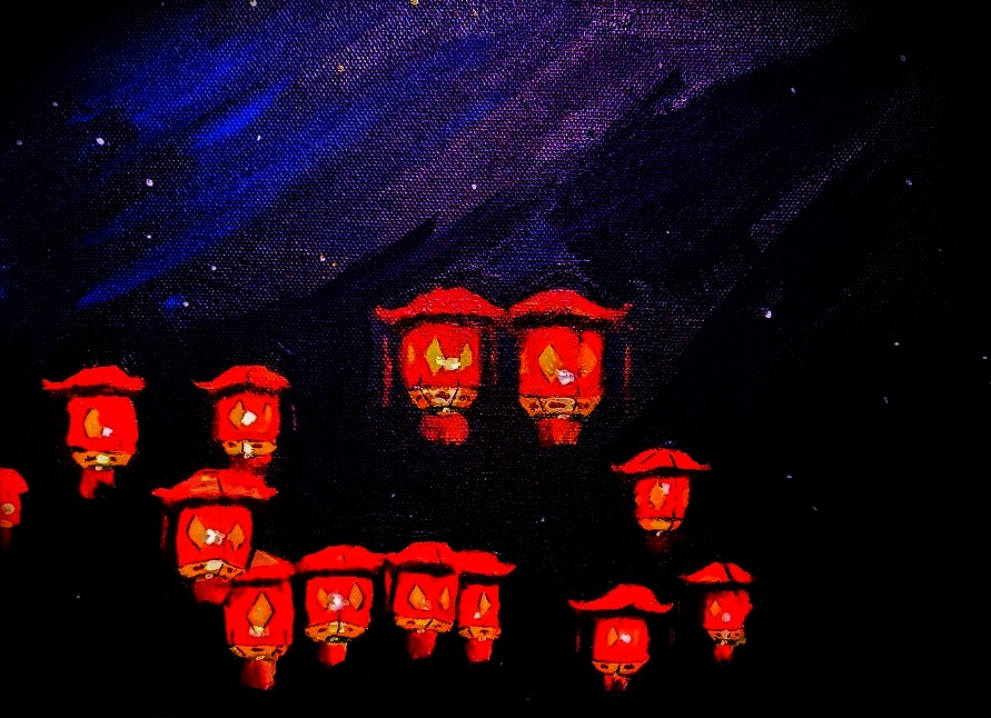 ( Lantern Festival | Pondocus) "Painted up some lanterns I saw hanging in a tree at the lantern festival to celebrate the year of the tiger."