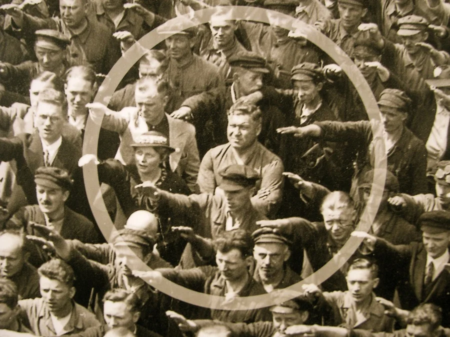 The most famous nonconformist, August Landmesser, in a sea of Nazis
