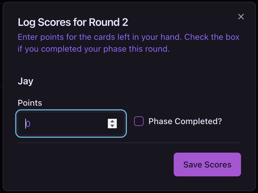 Entering round scores