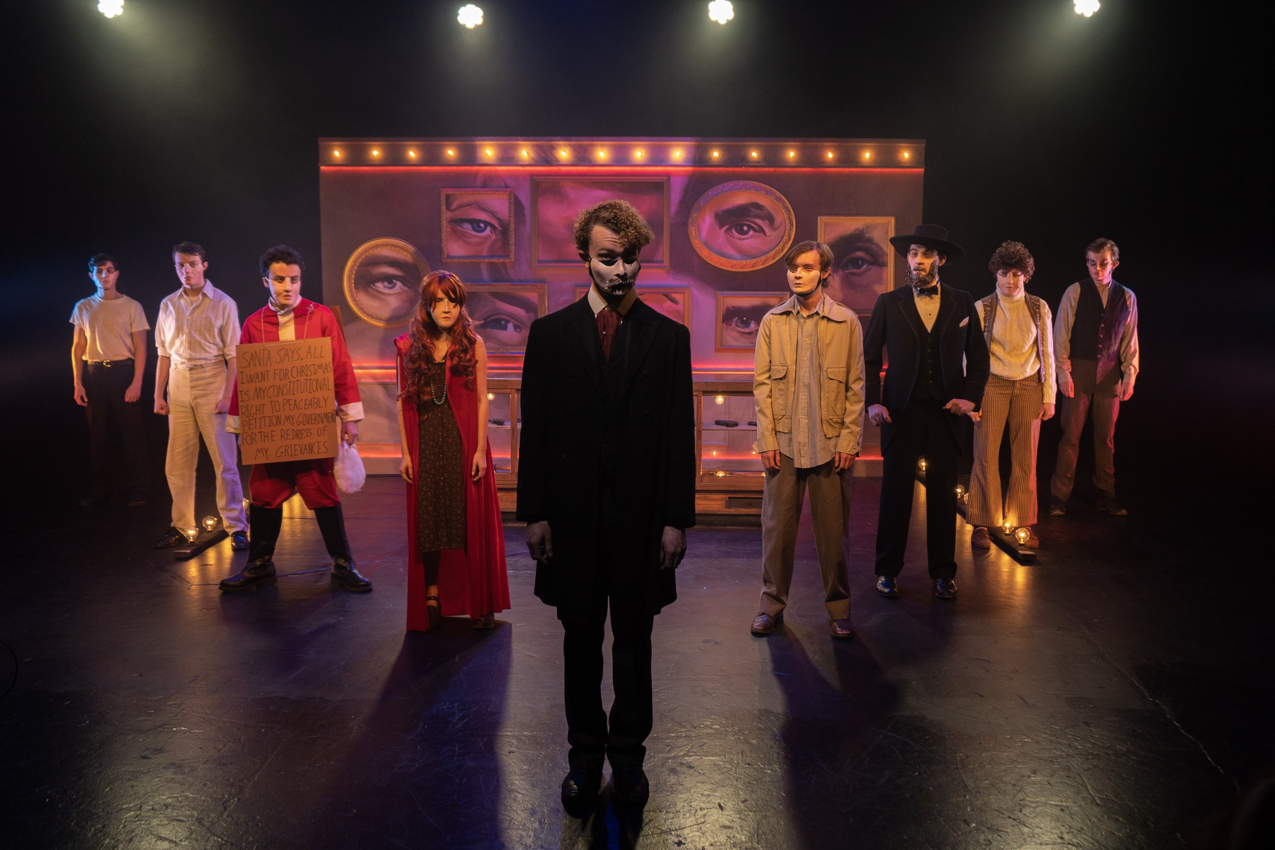Assassins , Carnegie Mellon University (2021) Directed by: Cameron King, Scenic: Samantha Pollack, Lighting: Matthew J. Weisgable, Costumes: Galen Sheila, Sound: Rachel Kolb, Photos: Pablo Anton