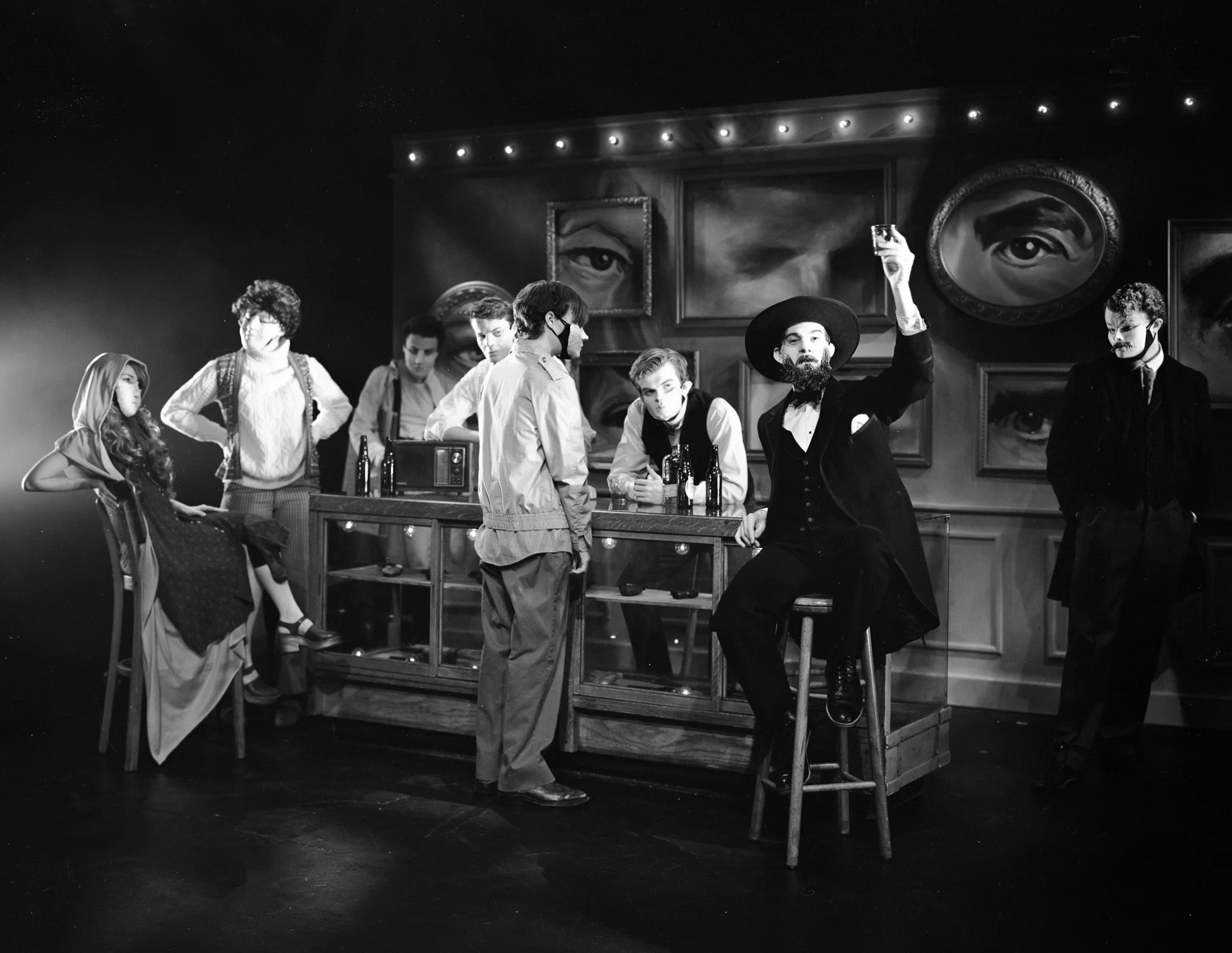   Assassins , Carnegie Mellon University (2021)                                    Directed by: Cameron King, Scenic: Samantha Pollack, Lighting: Matthew J. Weisgable, Costumes: Galen Sheila, Sound: Rachel Kolb, Photos: Pablo Anton 