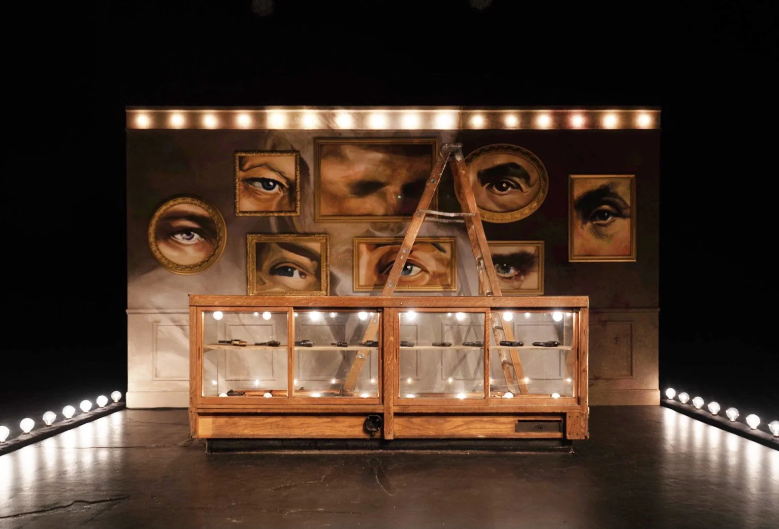 Assassins , Carnegie Mellon University (2021) Directed by: Cameron King, Scenic: Samantha Pollack, Lighting: Matthew J. Weisgable, Costumes: Galen Sheila, Sound: Rachel Kolb, Photos: Pablo Anton