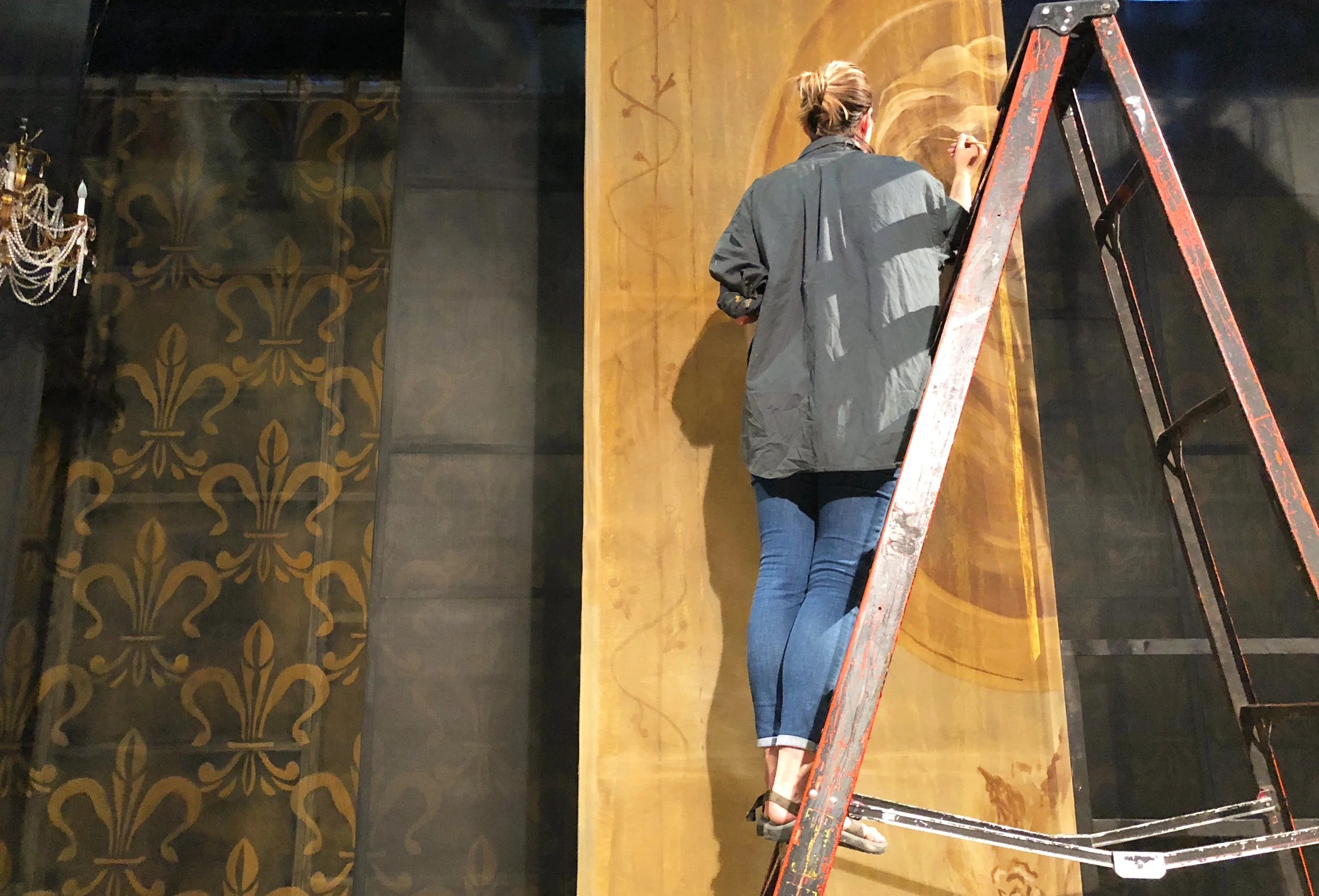  scenic painting,  The Revolutionists  at Pittsburgh’s City Theatre, scenic design: Anne Mundell 