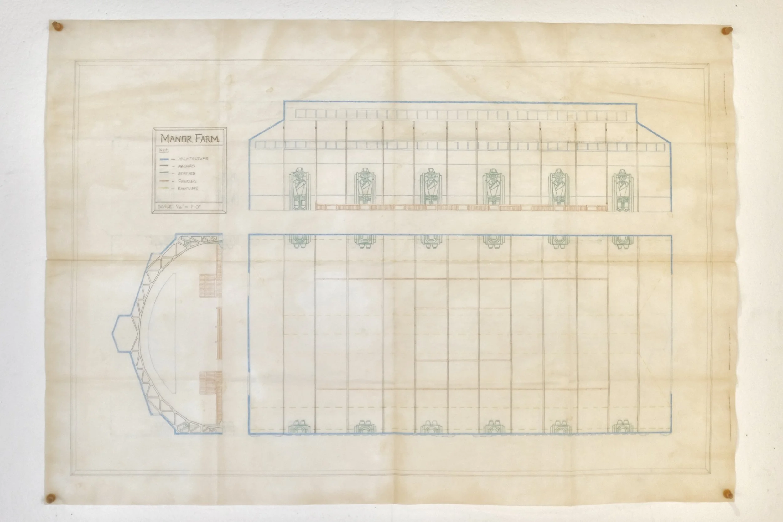   Animal Farm   1/16” scale scenic design drafting  In Response to Orwell's  Animal Farm , Ellis Gallery 