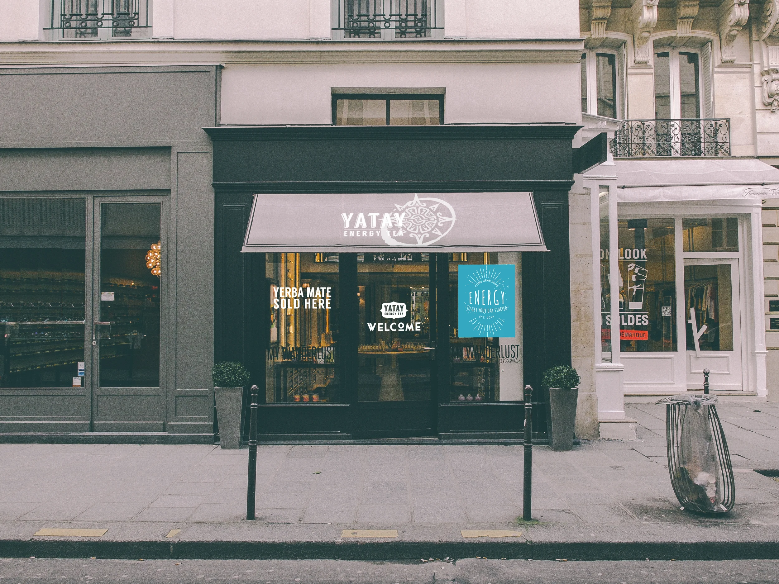 Storefront that sells hot Yerba Mate, as well as tea leaves. Small cafe feel.
