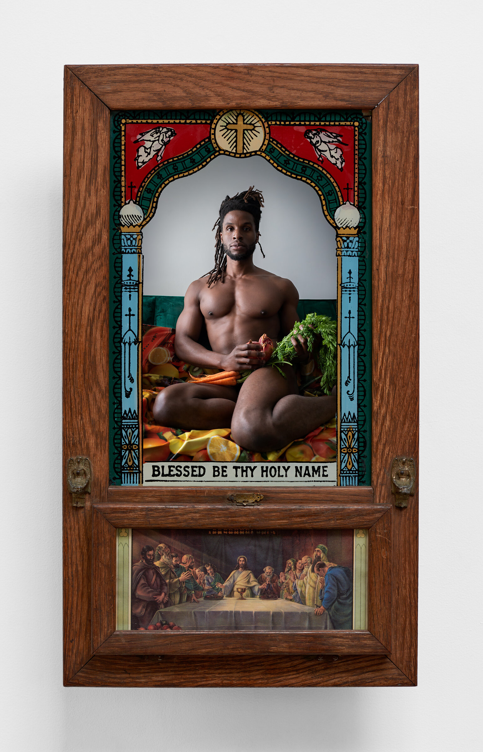  Act I: The Fall of Man, 2019                                                                         Archival pigment print on baryta paper,                                                   antique Catholic last rites box                           