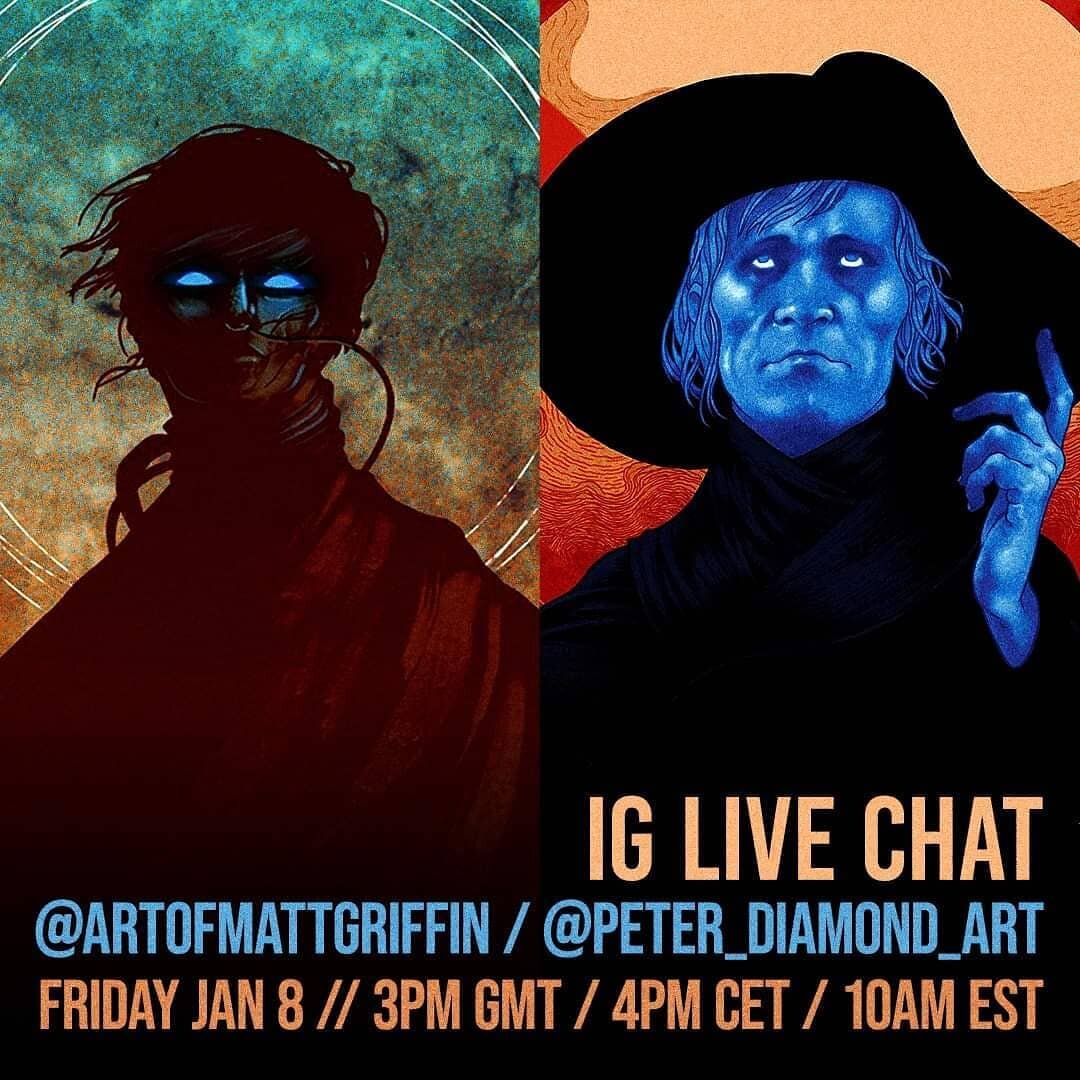 On Friday I'll be chatting live with my colleague and art buddy @artofmattgriffin  about art and posters. We both decided to plunge into poster illustration in 2020, having worked extensively in other areas previously, and we wanted to compare notes 