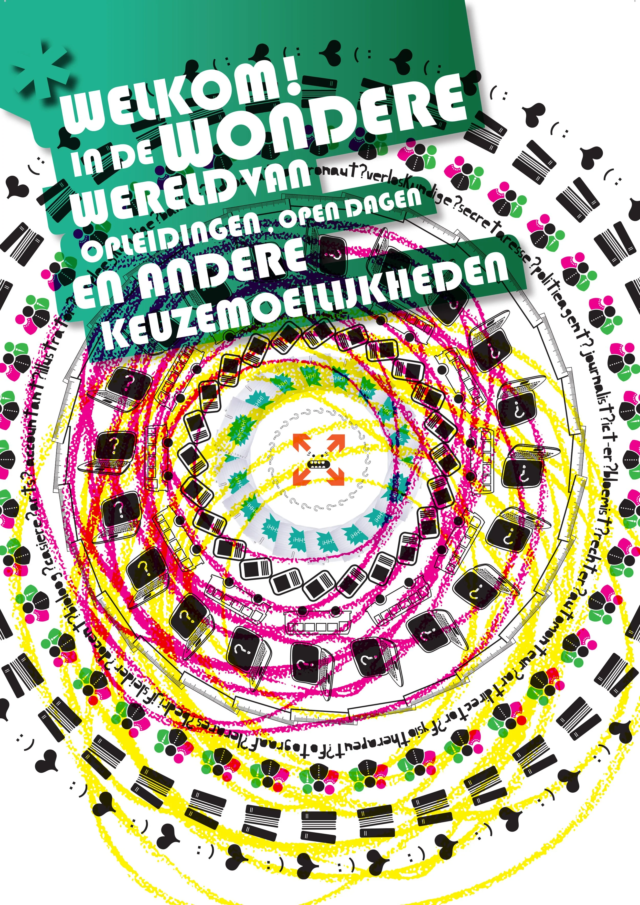   TKMST magazine   Illustratie voor een artikel over beroepskeuzes in TKMST-magazine: een platform voor middelbare scholieren met vragen over studie, geld, wonen, uitwisseling, opleidingen, werk en examens. 