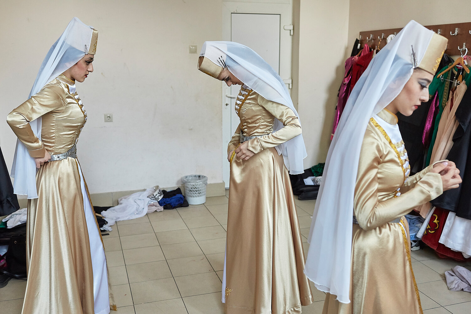  Abkhazia, Sukhum, 17/05/2016. The National Dance Ensemble „Caucasus„ before a performance. 