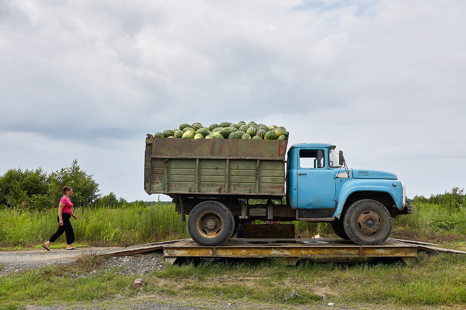  Abkhazia, Adzyubzha, 19/07/2019. Watermelons loading. 