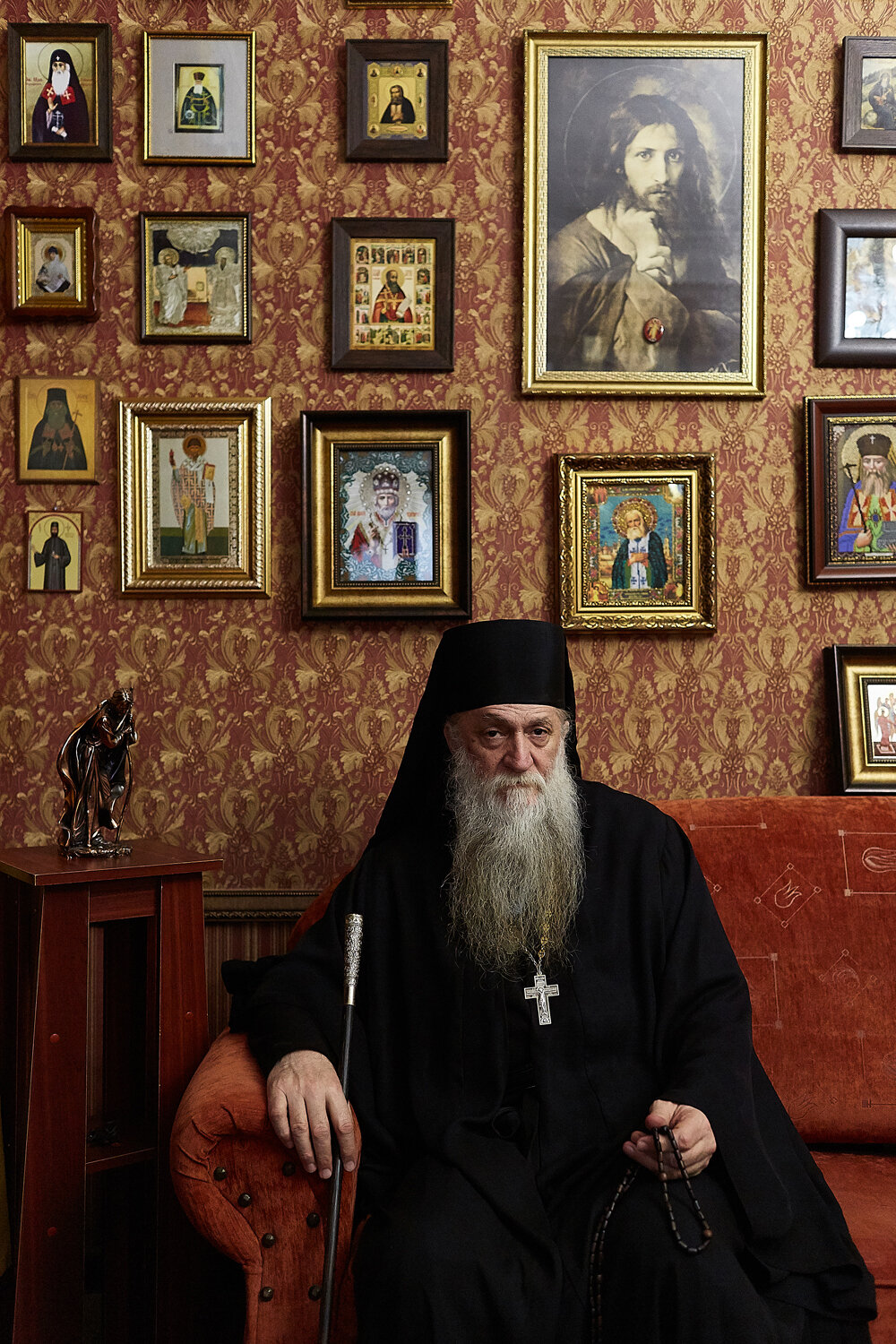  Abkhazia, Sukhum, 25/01/2016. Portrait of hegumen Ignatij, St. John Chrysostom's Monastery in Kamani village. 