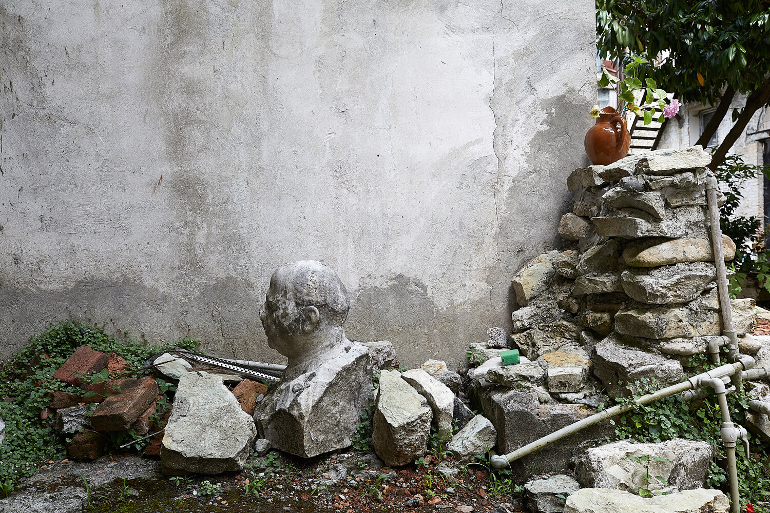 Abkhazia, Sukhum, 18/07/2019. The abandoned building in the courtyard.