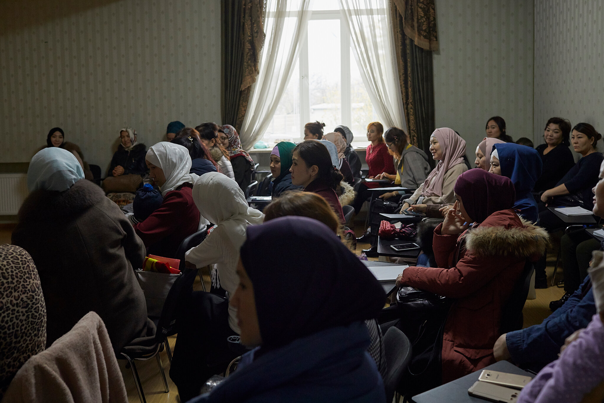 Russia, Moscow, 06/10/2019.The Sunday meeting of women from Kyrgyzstan organized by Shahrizada Adanova. Meetings with women are held almost every Sunday, Shahrizada and her organizational group (9 women) invite doctors and other specialists to give