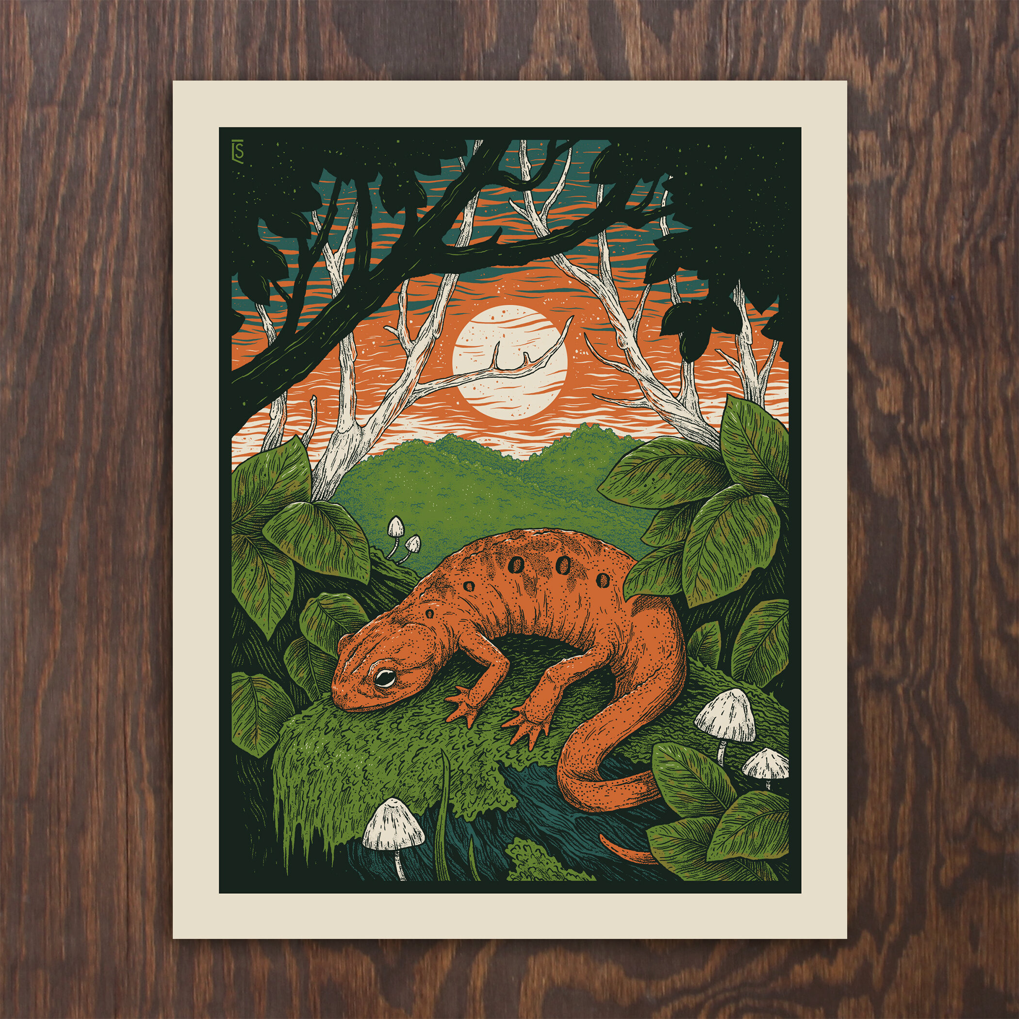 Red Eft Sunset Screenprint