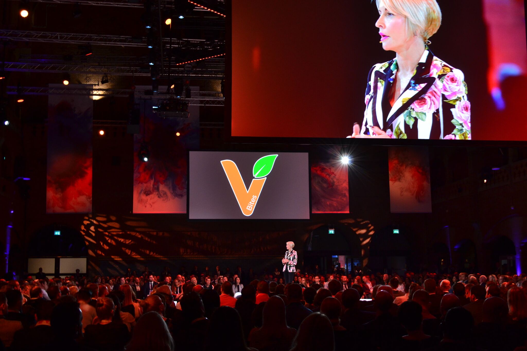 Heather on stage giving her talk