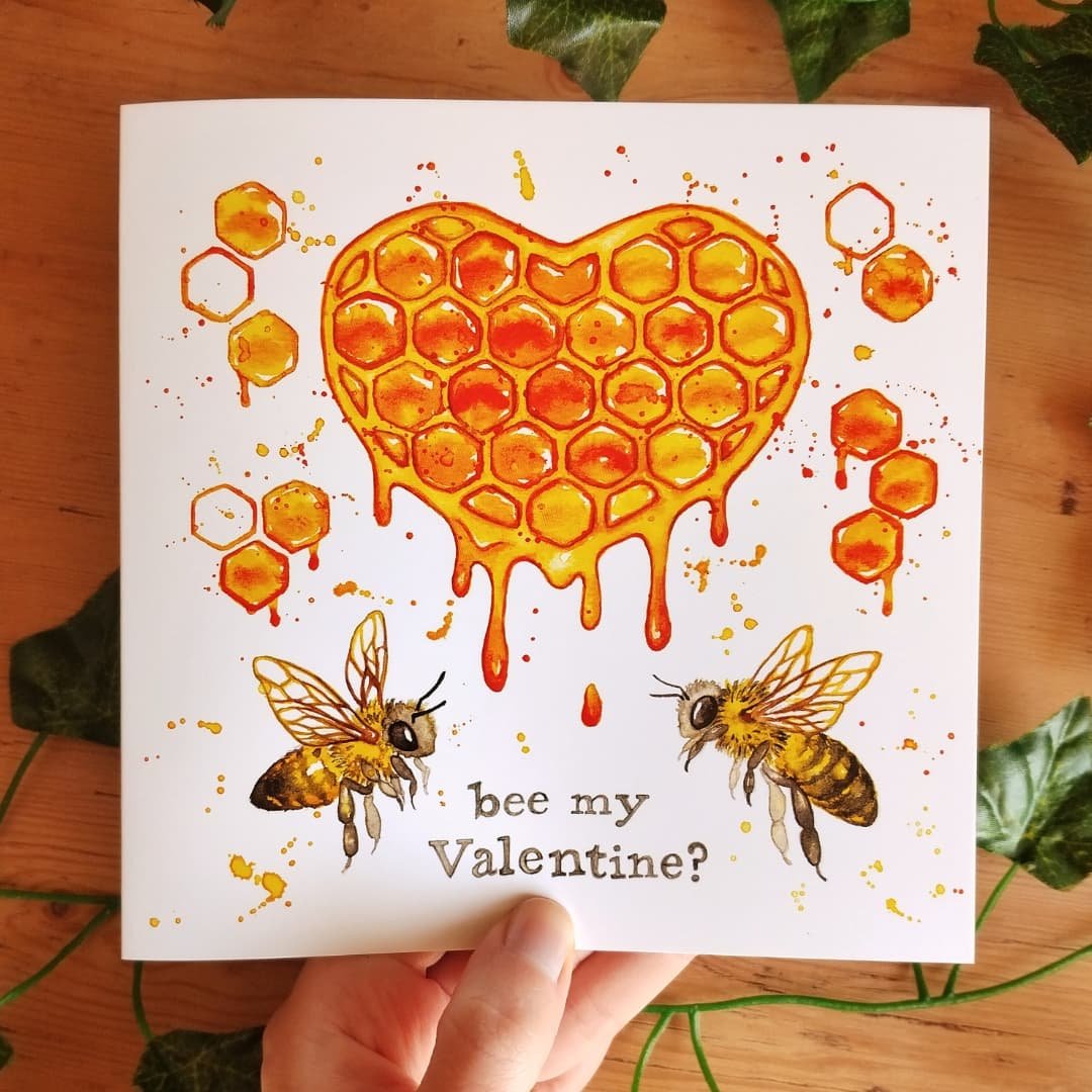 This gooey design is now available as a sweet Valentine's card 😊🧡🍯🐝 bee quick of you'd like one for your honey bae 🤭🐝 

(Life has been full-on lately between deadlines, tax returns and eviction notices 🥴 These cards almost didn't get made...bu
